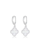 KIT COLAR + PULSEIRA + PAR BRINCO TREVO PRATA 925 PEROLA