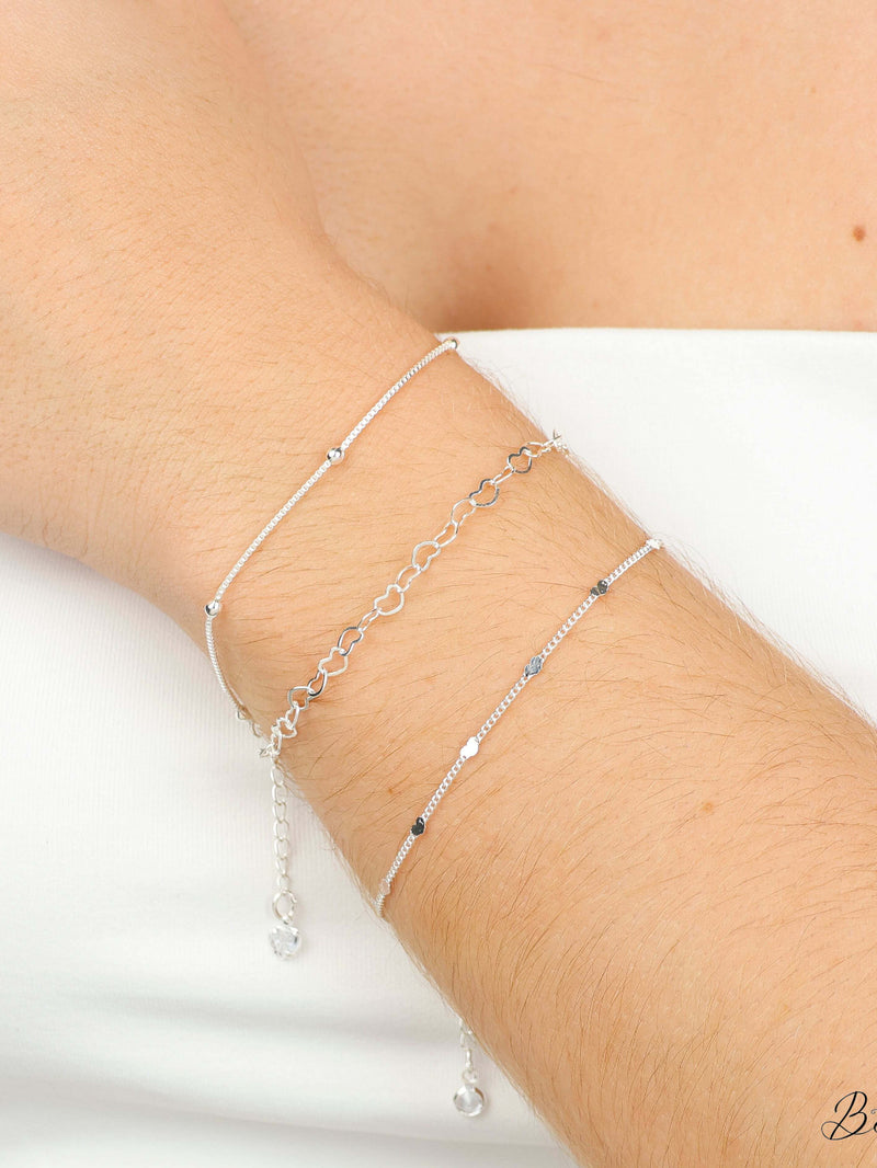 KIT 3 PULSEIRAS PRATA 925 + PAR DE BRINCOS DE BRINDE