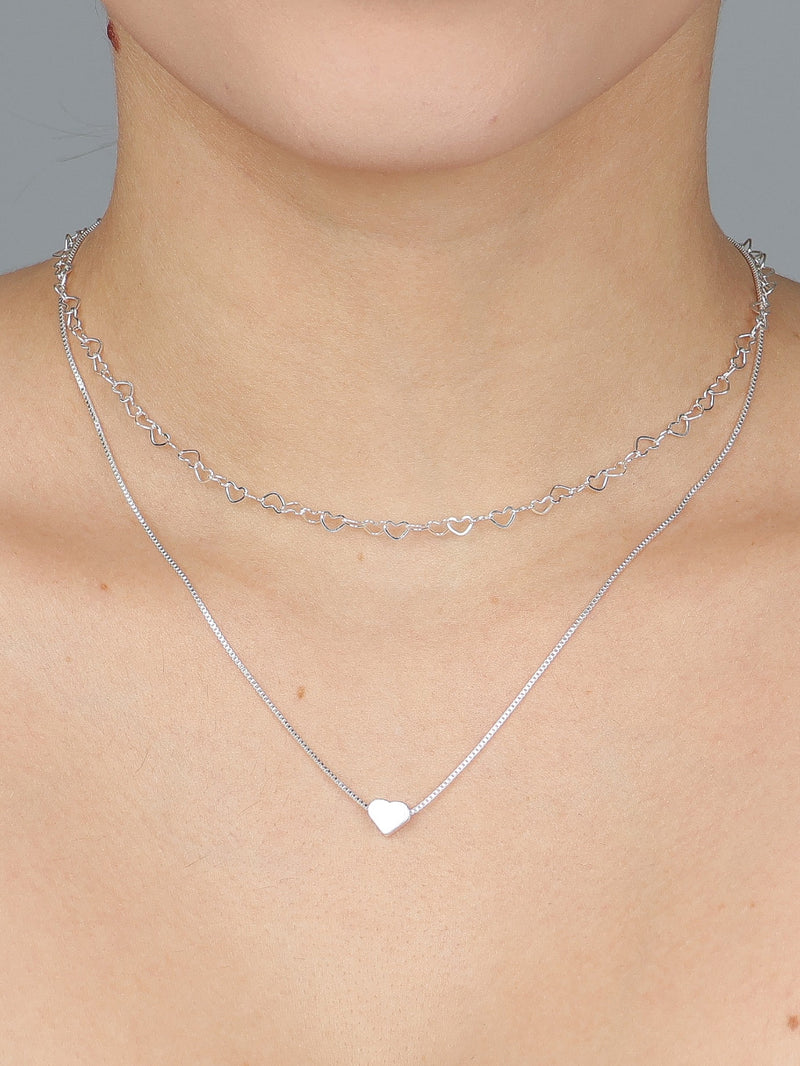 CHOKER ELO CORAÇÕES + GARGANTILHA CORAÇÃO PRATA 925