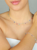 CONJUNTO COLAR + PULSEIRA COLORS ZIRCÔNIA PRATA 925 + PAR DE BRINCOS BRINDE
