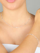 KIT COLAR + PULSEIRA CORAÇÕES CHAPEADO PRATA 925