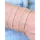 KIT 4 PULSEIRAS PRATA 925 + BRINCO DE BRINDE (TORCIDA + BOLINHAS + ELO + CORAÇÃO CHAPEADO)